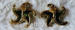 Trifari Alfred Philippe Green Jelly Belly Lucite Starfish Clip-on Earrings Rare