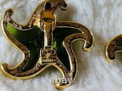 Trifari Alfred Philippe Green Jelly Belly Lucite Starfish Clip-on Earrings Rare
