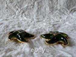 Trifari Alfred Philippe Green Jelly Belly Lucite Starfish Clip-on Earrings Rare