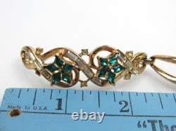 Trifari Alfred Philippe Green Rhinestone Bracelet Gold Tone Vtg NEEDS REPAIRED