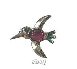 Trifari Alfred Philippe Hummingbird Brooch Jelly Glass Crystal Pave Pin #1