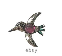 Trifari Alfred Philippe Hummingbird Brooch Jelly Glass Crystal Pave Pin #1