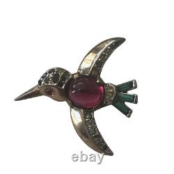 Trifari Alfred Philippe Hummingbird Brooch Jelly Glass Crystal Pave Pin #1