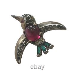 Trifari Alfred Philippe Hummingbird Brooch Jelly Glass Crystal Pave Pin #1