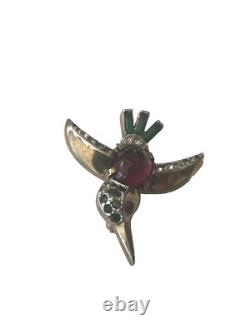 Trifari Alfred Philippe Hummingbird Brooch Jelly Glass Crystal Pave Pin #1