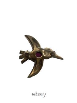 Trifari Alfred Philippe Hummingbird Brooch Jelly Glass Crystal Pave Pin #1