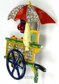 Trifari'Alfred Philippe' Ice Cream Cart with Umbrella Pin Clip