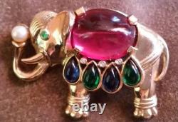 Trifari Alfred Philippe Jelly Belly Elephant Brooch Pin rare