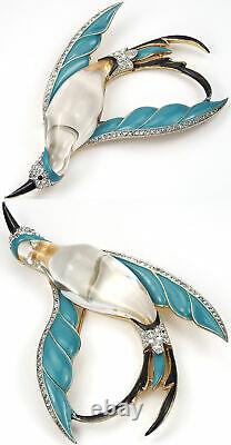 Trifari Alfred Philippe Jelly Belly Turquoise Bird of Paradise in Flight Pin