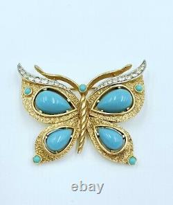 Trifari Alfred Philippe Jewels of India Faux Turquoise Butterfly Brooch