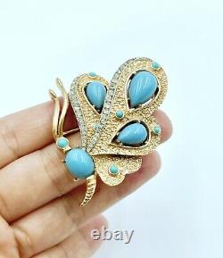 Trifari Alfred Philippe Jewels of India Faux Turquoise Butterfly Brooch
