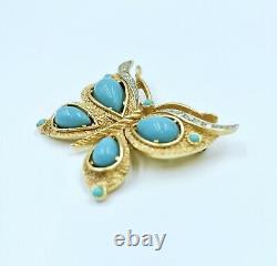 Trifari Alfred Philippe Jewels of India Faux Turquoise Butterfly Brooch