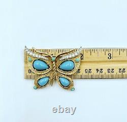 Trifari Alfred Philippe Jewels of India Faux Turquoise Butterfly Brooch