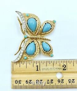 Trifari Alfred Philippe Jewels of India Faux Turquoise Butterfly Brooch