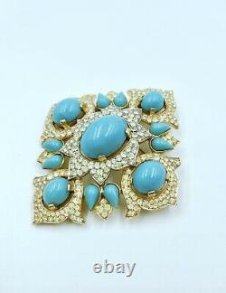 Trifari Alfred Philippe Jewels of India Faux Turquoise & Rhinestone Brooch