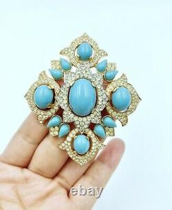 Trifari Alfred Philippe Jewels of India Faux Turquoise & Rhinestone Brooch