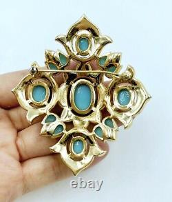 Trifari Alfred Philippe Jewels of India Faux Turquoise & Rhinestone Brooch