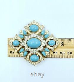 Trifari Alfred Philippe Jewels of India Faux Turquoise & Rhinestone Brooch