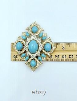 Trifari Alfred Philippe Jewels of India Faux Turquoise & Rhinestone Brooch