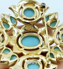 Trifari Alfred Philippe Jewels of India Faux Turquoise & Rhinestone Brooch