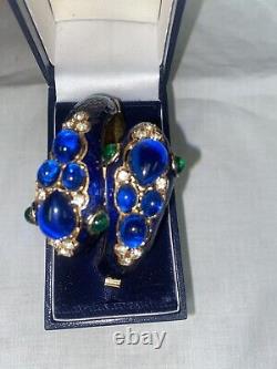 Trifari Alfred Philippe L'Orient Collection Snake Bracelet Crown Blue Enamel