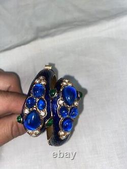 Trifari Alfred Philippe L'Orient Collection Snake Bracelet Crown Blue Enamel