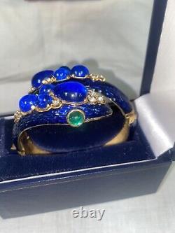 Trifari Alfred Philippe L'Orient Collection Snake Bracelet Crown Blue Enamel