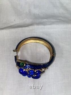 Trifari Alfred Philippe L'Orient Collection Snake Bracelet Crown Blue Enamel