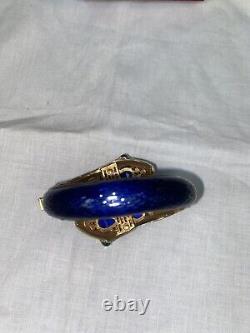 Trifari Alfred Philippe L'Orient Collection Snake Bracelet Crown Blue Enamel