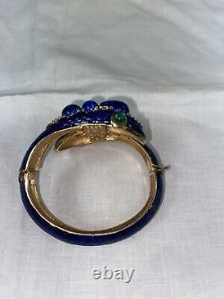 Trifari Alfred Philippe L'Orient Collection Snake Bracelet Crown Blue Enamel