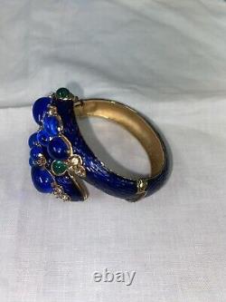 Trifari Alfred Philippe L'Orient Collection Snake Bracelet Crown Blue Enamel