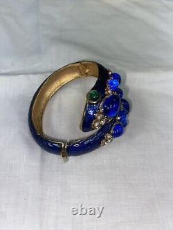 Trifari Alfred Philippe L'Orient Collection Snake Bracelet Crown Blue Enamel