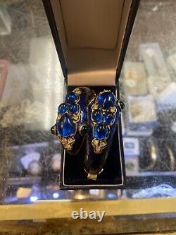 Trifari Alfred Philippe L'Orient Collection Snake Bracelet Crown Blue Enamel