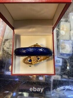 Trifari Alfred Philippe L'Orient Collection Snake Bracelet Crown Blue Enamel