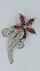 Trifari Alfred Philippe Large Ruby And Diamond 1940's Flower Pin