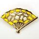 Trifari'Alfred Philippe''Modern Mosaics' Yellow and White Poured Glass Fan Pin