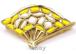 Trifari'Alfred Philippe''Modern Mosaics' Yellow and White Poured Glass Fan Pin