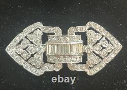 Trifari Alfred Philippe Open Work Deco Pave And Baguettes Bar Brooch Pin HTF