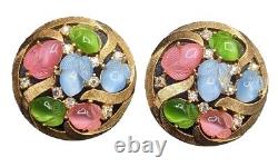 Trifari Alfred Philippe PRINTEMPS Pastel Glass Acorn Fruit Salad Clip Earrings