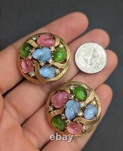 Trifari Alfred Philippe PRINTEMPS Pastel Glass Acorn Fruit Salad Clip Earrings