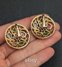 Trifari Alfred Philippe PRINTEMPS Pastel Glass Acorn Fruit Salad Clip Earrings