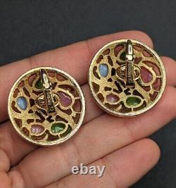 Trifari Alfred Philippe PRINTEMPS Pastel Glass Acorn Fruit Salad Clip Earrings