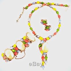 Trifari Alfred Philippe Pastel Fruit Salad & M. O. P Necklace, Bracelet & Earrings