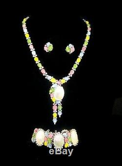 Trifari Alfred Philippe Pastel Fruit Salad & M. O. P Necklace, Bracelet & Earrings