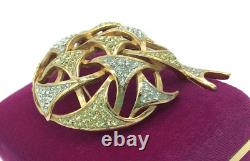 Trifari Alfred Philippe Pave Diamante Fireworks Dome Gold Brooch Rare Vintage