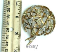 Trifari Alfred Philippe Pave Diamante Fireworks Dome Gold Brooch Rare Vintage