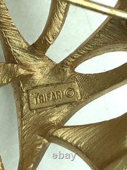Trifari Alfred Philippe Pave Diamante Fireworks Dome Gold Brooch Rare Vintage