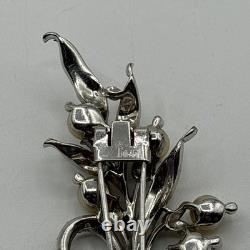 Trifari Alfred Philippe Pave Enamel Leaves Pear Flowers Floral Spray Clip READ