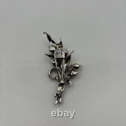 Trifari Alfred Philippe Pave Enamel Leaves Pear Flowers Floral Spray Clip READ