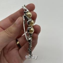 Trifari Alfred Philippe Pave Enamel Leaves Pear Flowers Floral Spray Clip READ